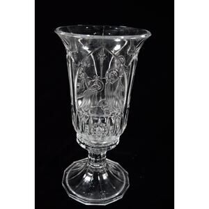 St George Crystal Two Piece Nativity‎ Hurricane Lamp Heavy 11.5 in Jesus Manger